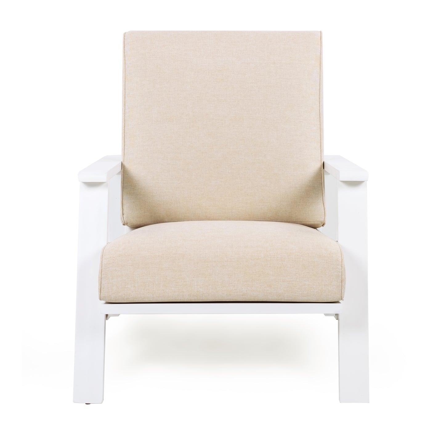 Youssef Patio Lounge Chair, Outdoor Club Chair with Beige Cushion
