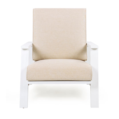 Youssef Patio Lounge Chair, Outdoor Club Chair with Beige Cushion