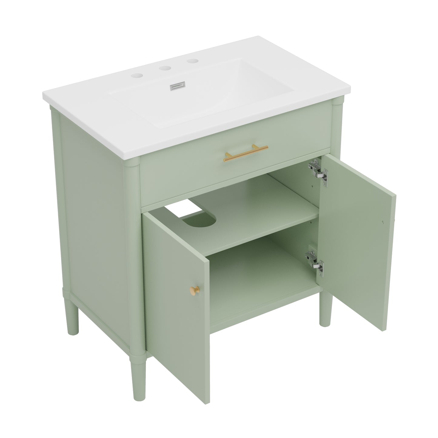 MuKi 31" Bathroom Vanity with Sink, Bathroom Cabinet with Soft Close Doors and Adjustable Shelf