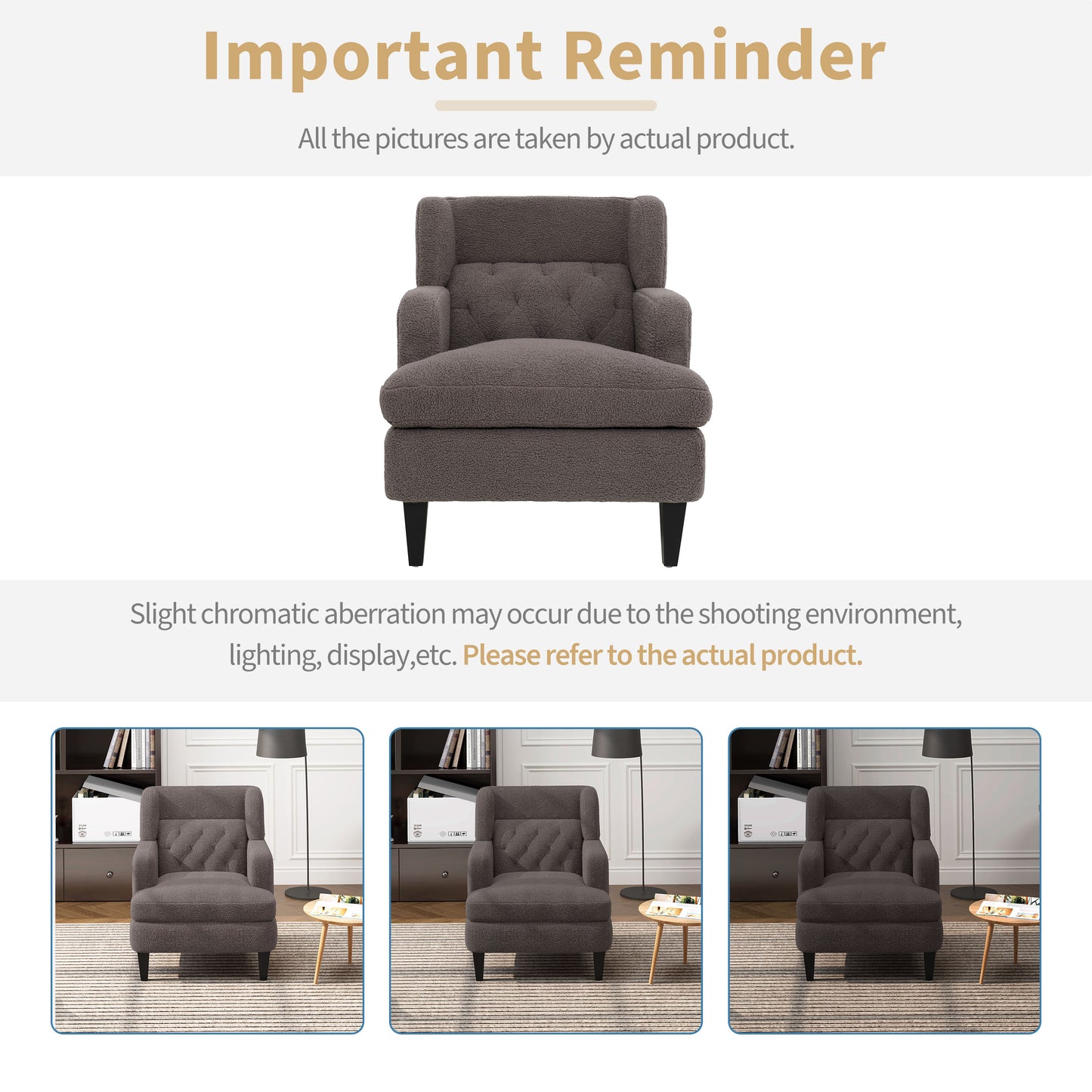 Dorelle Upholstered Accent Chair Tufted Armchair for Living Room and Bedroom