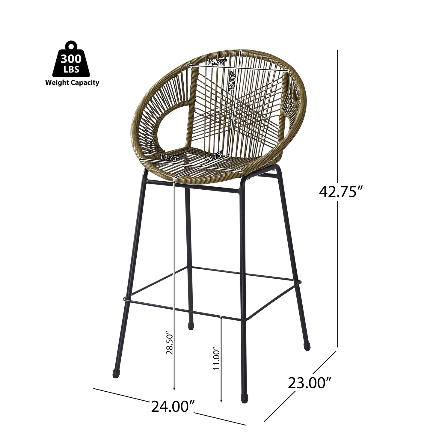 Bernor 28.5 in. Patio Outdoor Bar Stools