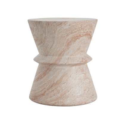 Lunaris Outdoor Lightweight Concrete Side Table,Travertine Finish