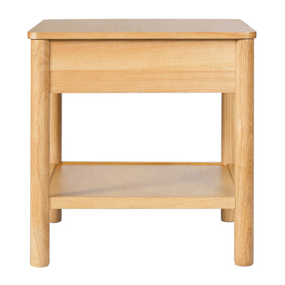 Fintan Simple light luxury geometric solid wood end table natural rubber wood