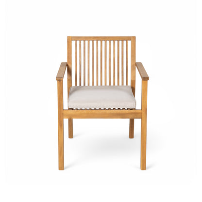 Somadorin Patio Dining Chair Set of 2 - Sturdy Acacia Wood, Comfortable Waterproof Seating