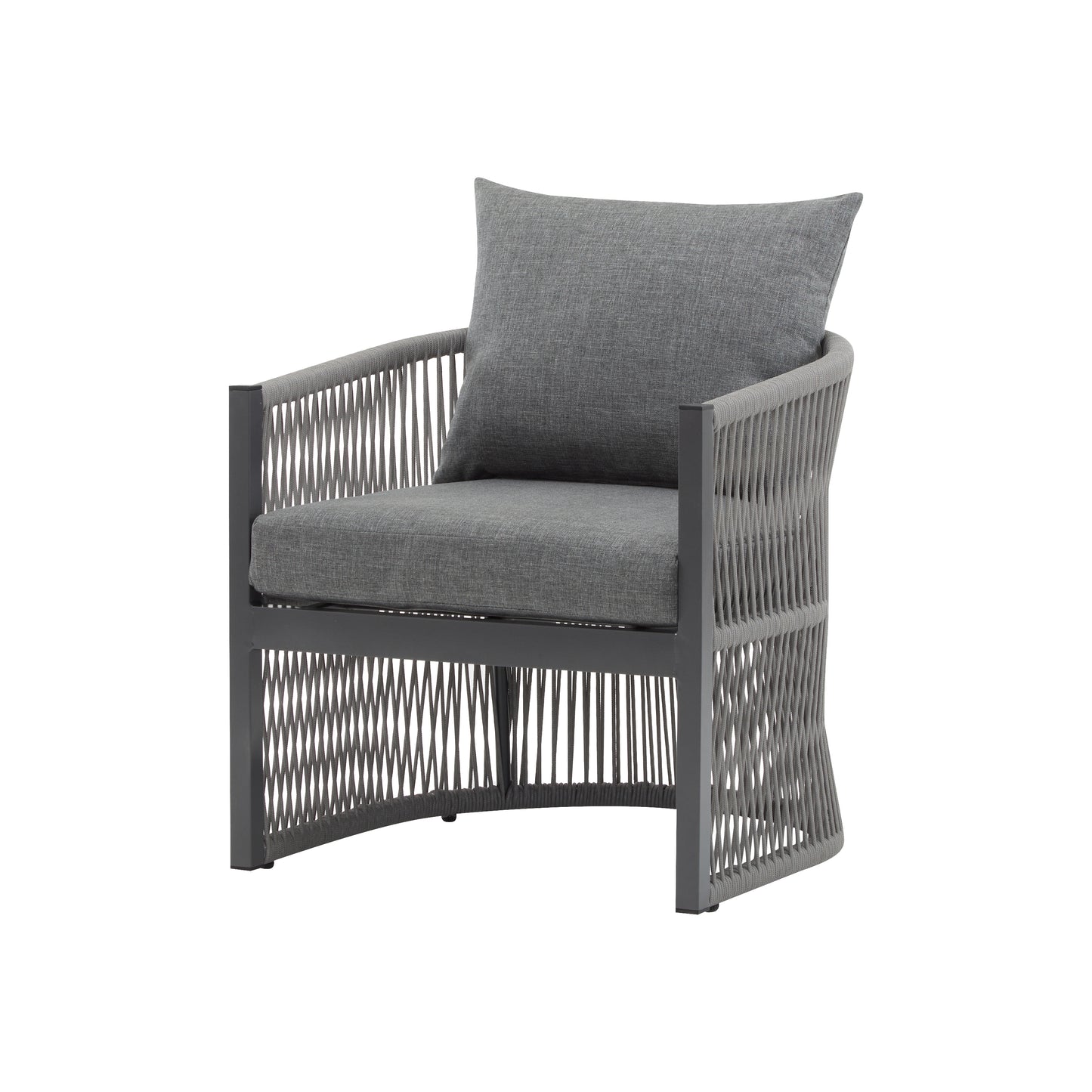 Thalia Modern Curved Aluminum Lounge Chair with Stylish Rope-Weave Design