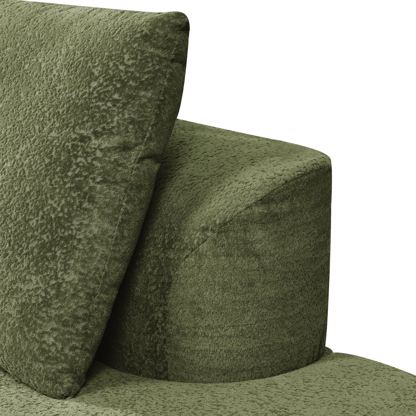 Orellar 116" Modern Curved Sectional Sofa with High-Density Fully Compressed Sponge and Chaise Lounge, Pearl Upholstery