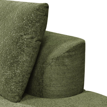 Orellar 116" Modern Curved Sectional Sofa with High-Density Fully Compressed Sponge and Chaise Lounge, Pearl Upholstery
