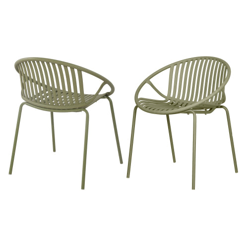 Hespera Patio Dining Chairs with Metal Legs & Breathable Plastic Backrest