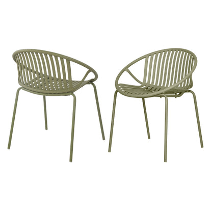 Hespera Patio Dining Chairs with Metal Legs & Breathable Plastic Backrest
