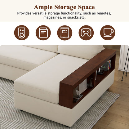 Serava Sectional Sofa Upholstered Sofa Couch with Reversible Armrests for Living Room