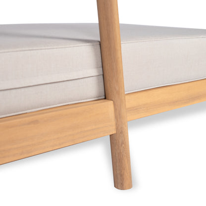 Selyric Patio Acacia Wood Sofa-and-Chaise sectional L-shape, Loveseat + Lounge with Water-resistant Cushion