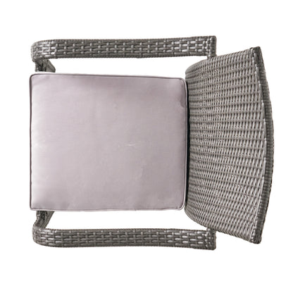 Perseer Outdoor PE Rattan Stacking Chair with Iron Frame and Cushions,Set of 4
