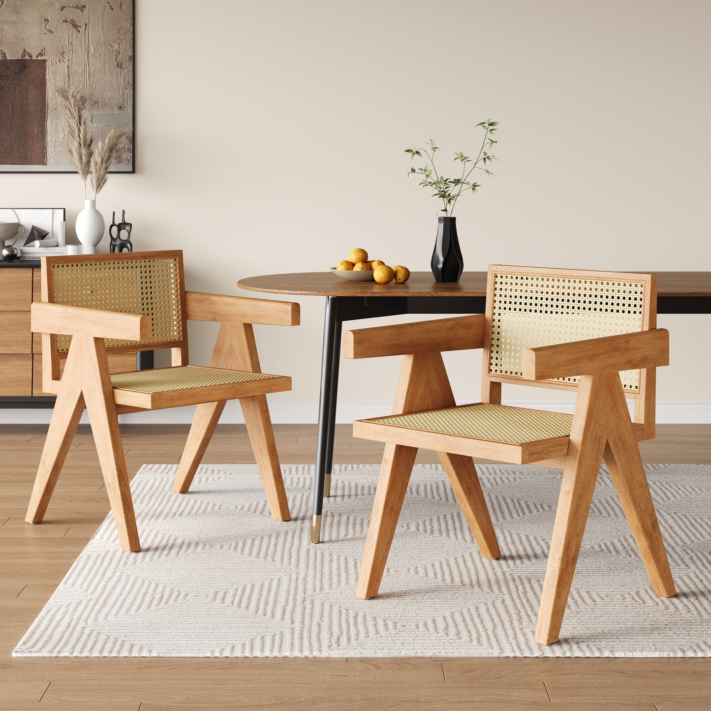 Chandiger Wood Arm Dining Chair,Set of 2