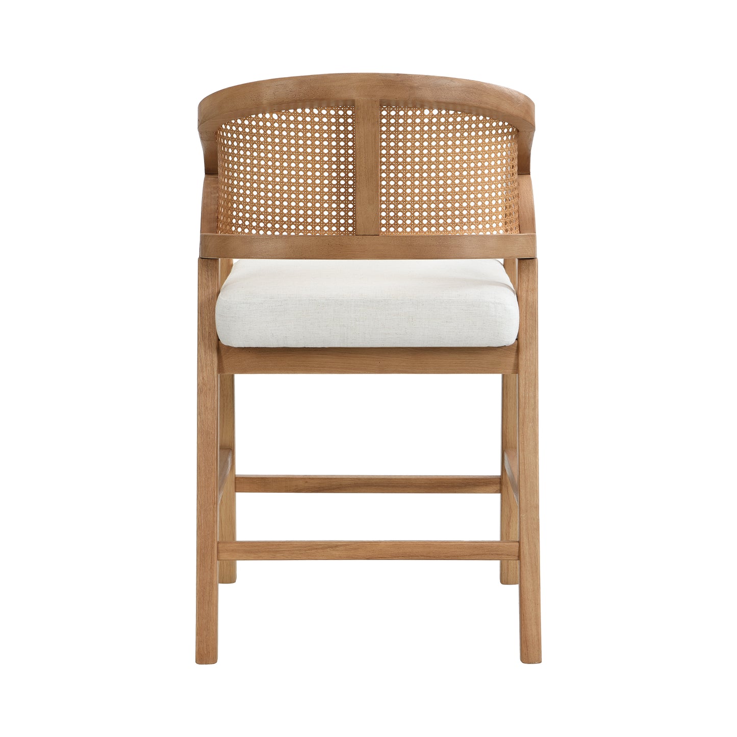 Solace Wooden Frame Counter Stool With Rattan Back-Natural Oak-Set of 2