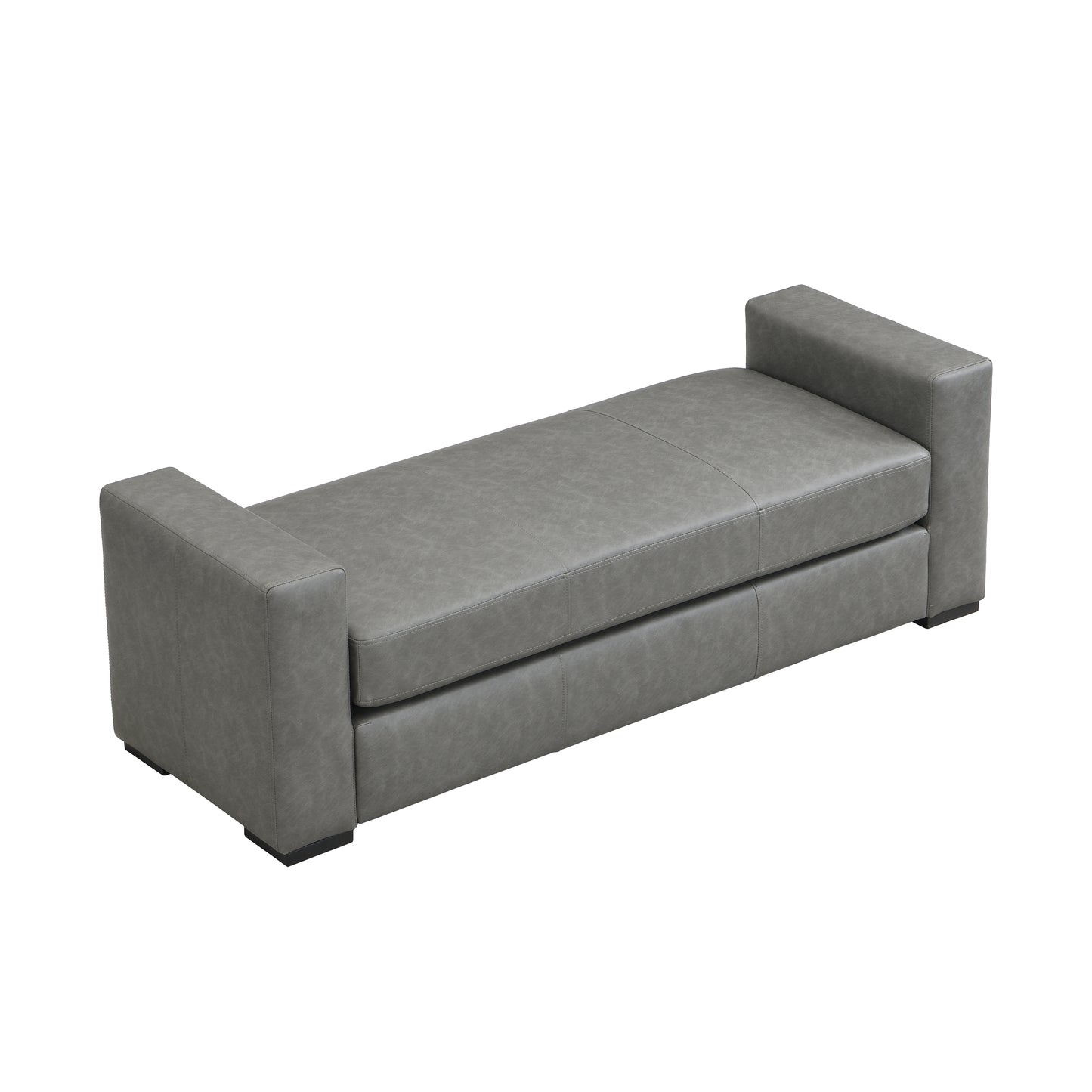 Narionae Stylish and Durable Grey Faux Leather Ottoman