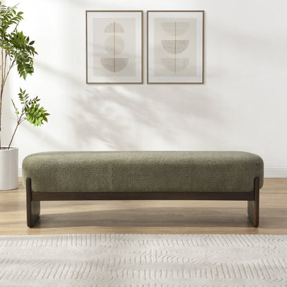 Sorena Modern Upholstered Loop Yarn Ottoman, Solid Wood