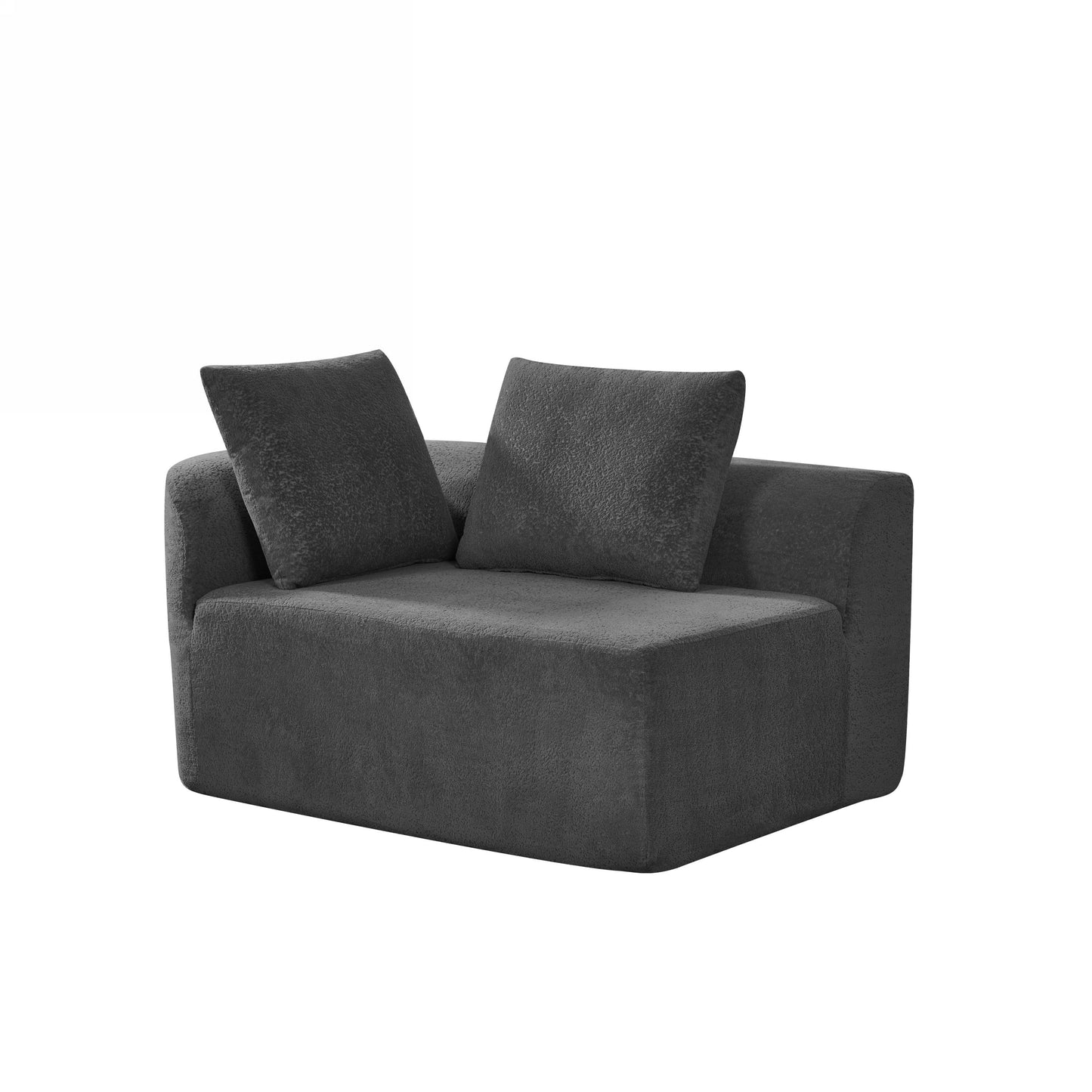 Orellar 116" Modern Curved Sectional Sofa with High-Density Fully Compressed Sponge and Chaise Lounge, Pearl Upholstery