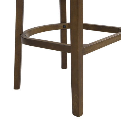 Tiberius Wood And Rattan Upholstered Arm Bar Stools,Set of 2
