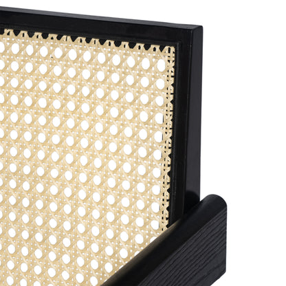 Lomiare Modern Minimalist Bar Stool with Cane Seat, Solid Wood Frame