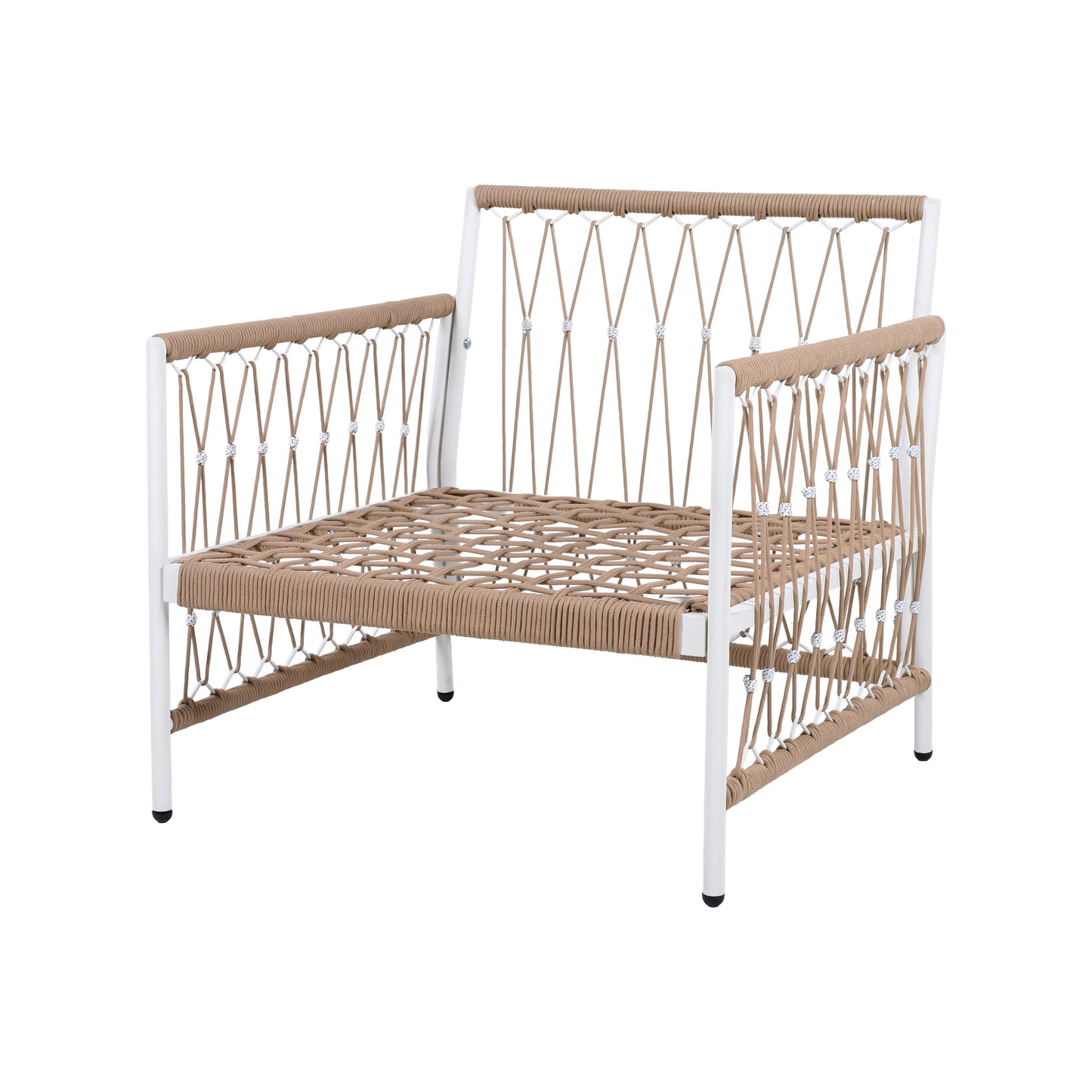 Veyavelor Bohemian Outdoor Lounge Chair with Handwoven Rope, Waterproof Cushions [Set of 2]