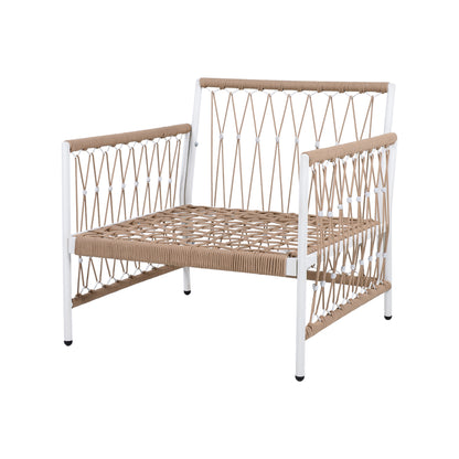 Veyavelor Bohemian Outdoor Lounge Chair with Handwoven Rope, Waterproof Cushions [Set of 2]