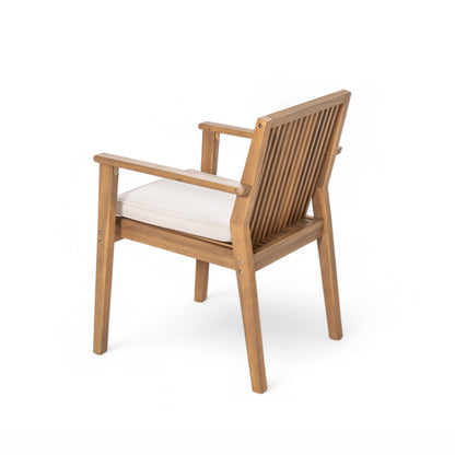 Somadorin Durable 7 - Piece Patio Furniture Set Acacia Wood Table and 6 Heavy-Duty Cushioned Chairs