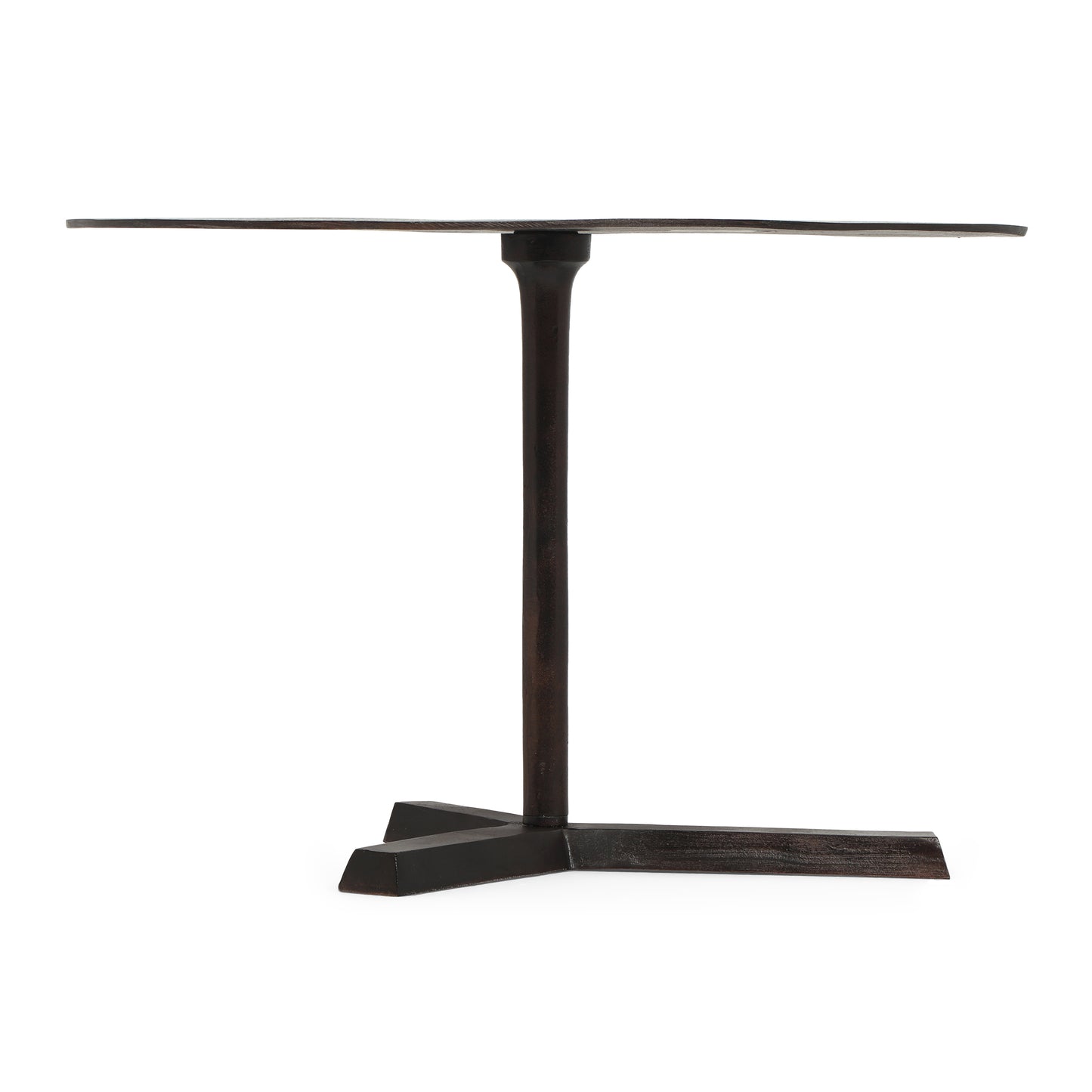 Forgey Industrial Handcrafted Aluminum Elliptical Side Table, Raw Bronze