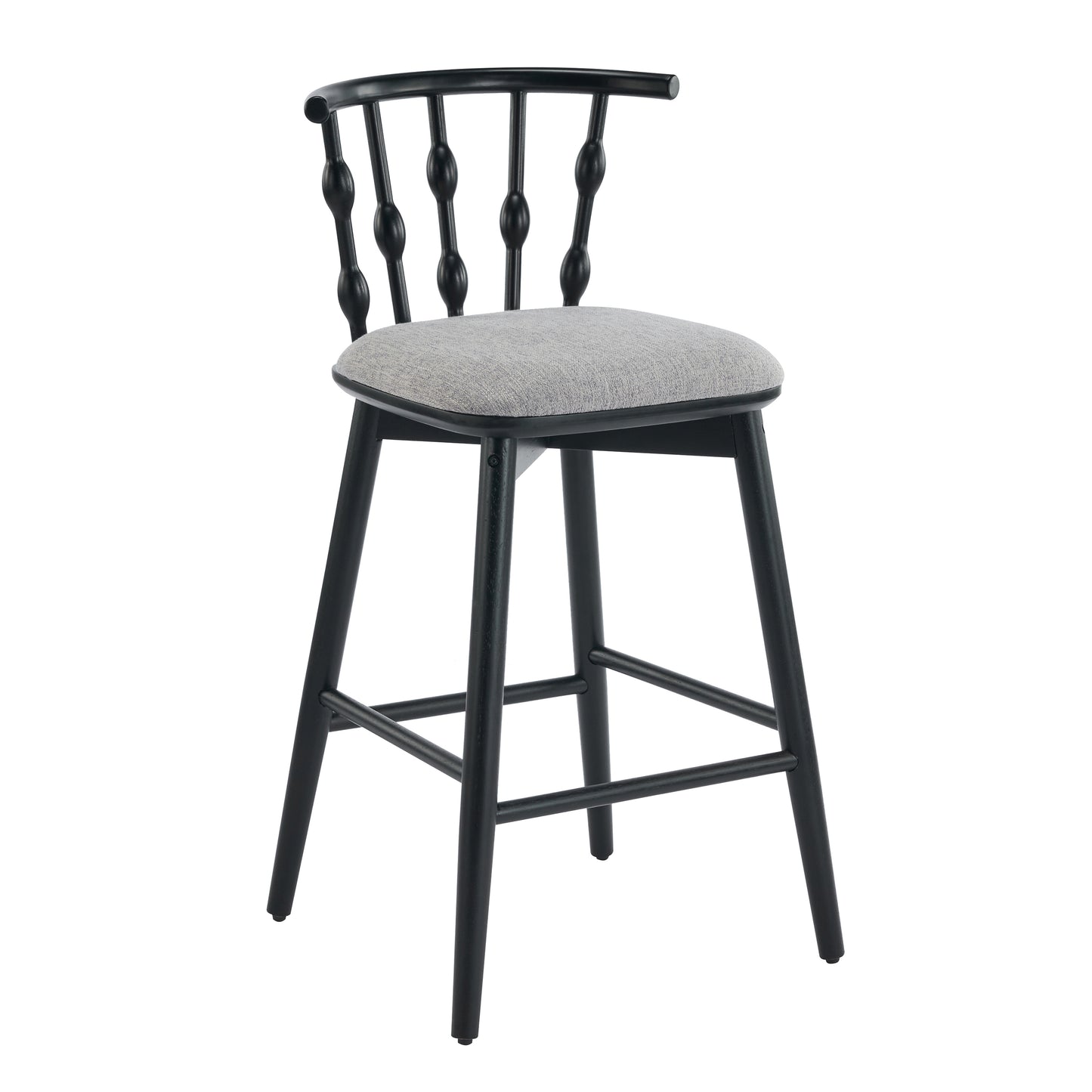 Dorio Indoor Wooden Barstool, Wood Finish With Beige Upholstery, Set of 2