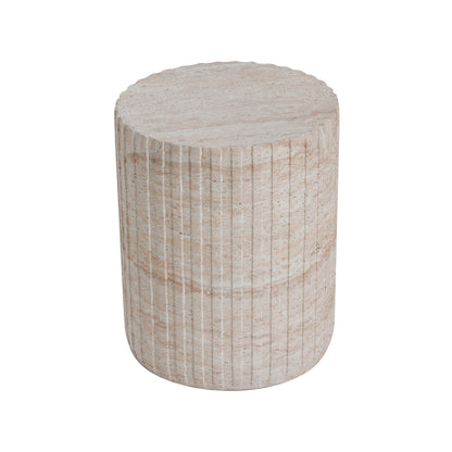 Chateau Outdoor Lightweight Concrete Side Table,Travertine Finish