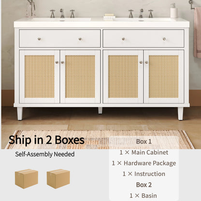 Silas 60 Inch Bathroom Vanity with Double Sink ( SMC Sink ), Large Storage Space