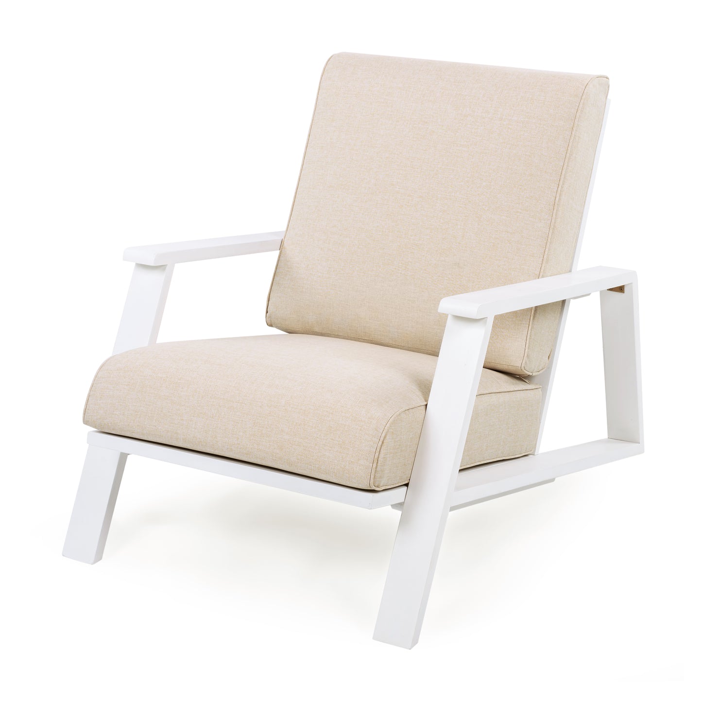 Youssef Patio Lounge Chair, Outdoor Club Chair with Beige Cushion