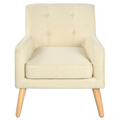 Tapara Mid-Century Modern Armchair - Tufted Fabric Accent Chair.