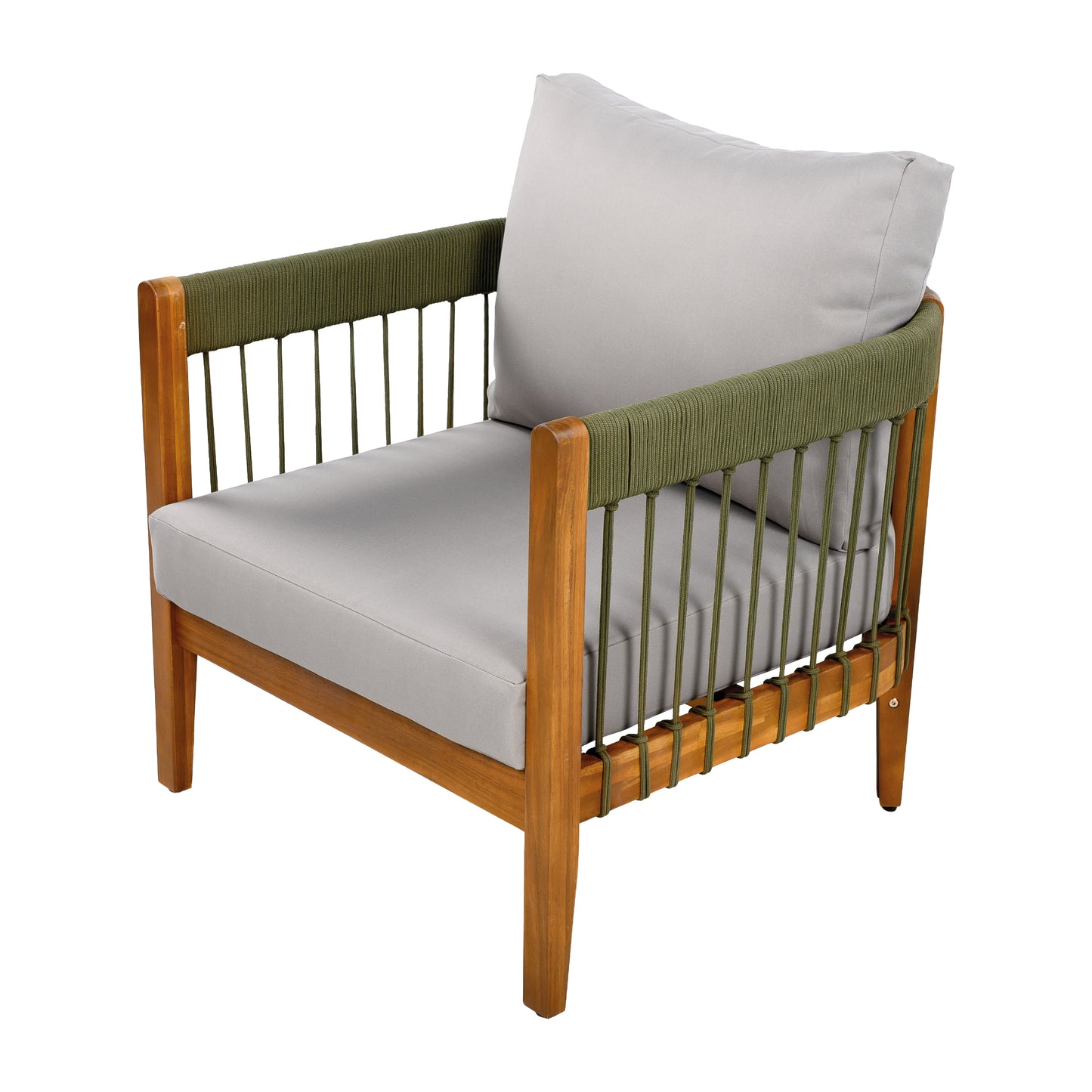 Tavithalae Acacia Wood Outdoor Club Chair with Water-Resistant  Cushions