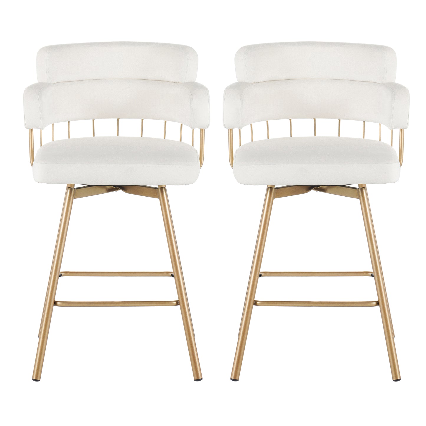 Novimonir 26" Counter Height Bar Stools Set of 2, 180° Swivel Upholstered Barstools