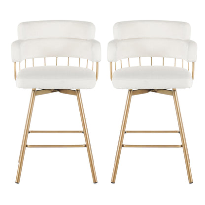 Novimonir 26" Counter Height Bar Stools Set of 2, 180° Swivel Upholstered Barstools