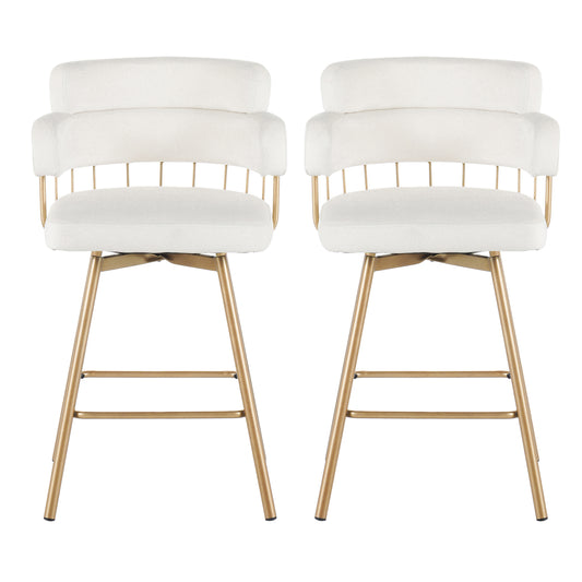 Novimonir 26" Counter Height Bar Stools Set of 2, 180° Swivel Upholstered Barstools