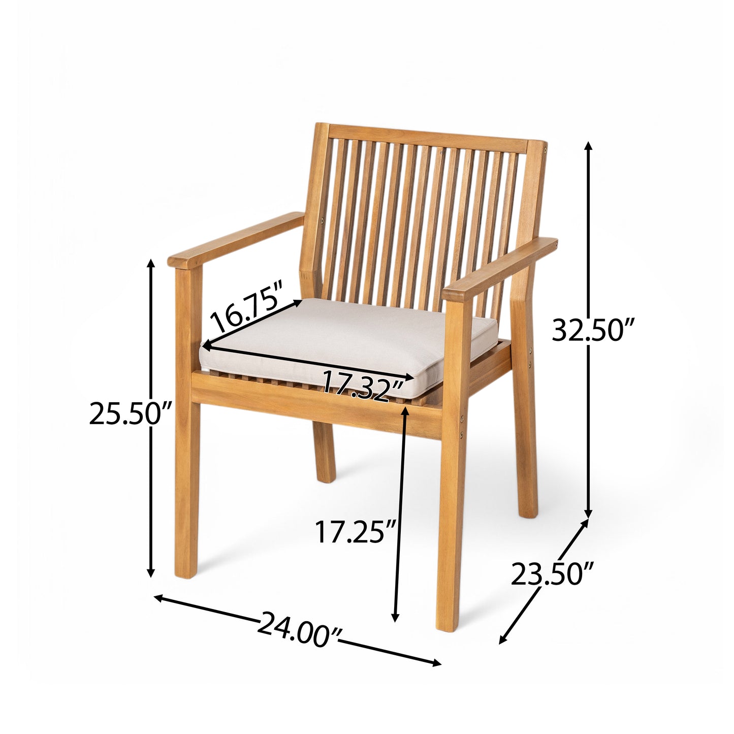 Somadorin Durable 7 - Piece Patio Furniture Set Acacia Wood Table and 6 Heavy-Duty Cushioned Chairs