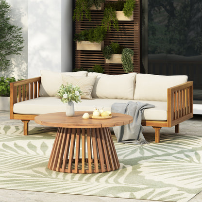 Xenath Outdoor Patio Furnitre Sets 3 Pieces,3 Seater Daybed + Acacia Wood Table