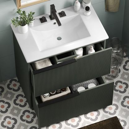 ‌Nexrail 30" Bathroom Vanity with Ceramic Sink and Full-Extension Drawers
