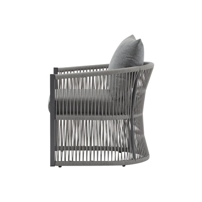 Thalia Modern Curved Aluminum Lounge Chair with Stylish Rope-Weave Design