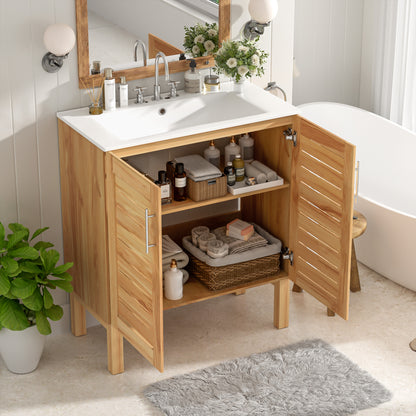 Decolette Mid-Century Modern Bathroom Vanity Cabinet with One Sink