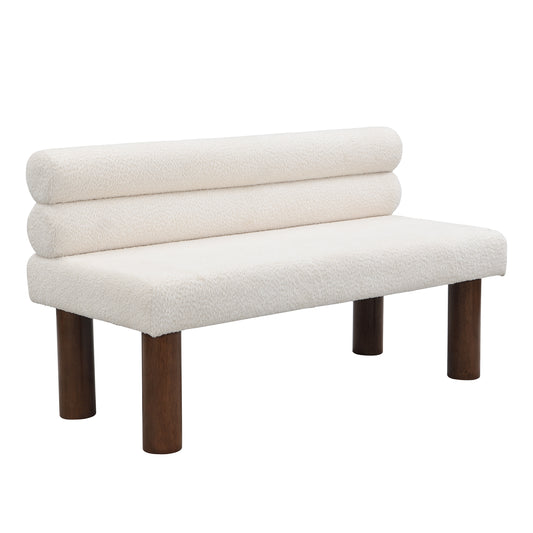 Aetherin Upholstered Dining Bench, Boucle Ottoman for Dining Room, Bedroom, Living Room