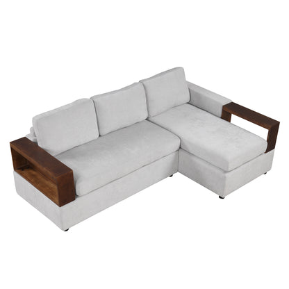 Serava Sectional Sofa Upholstered Sofa Couch with Reversible Armrests for Living Room
