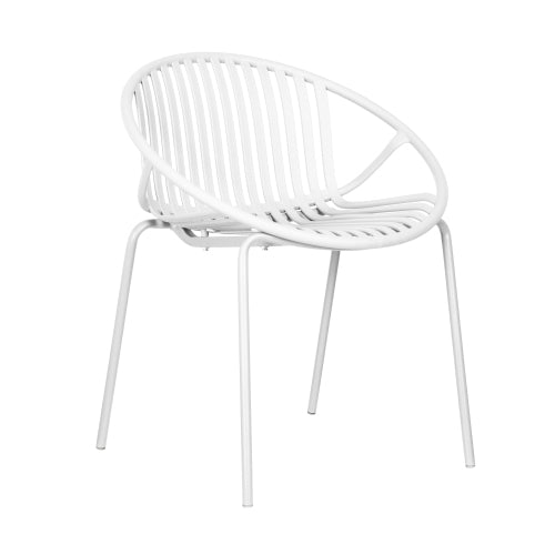 Hespera Patio Dining Chairs with Metal Legs & Breathable Plastic Backrest