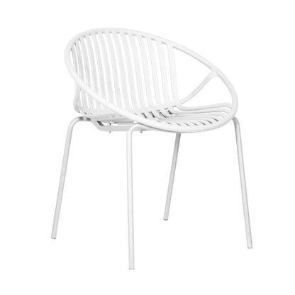Hespera Patio Dining Chairs with Metal Legs & Breathable Plastic Backrest