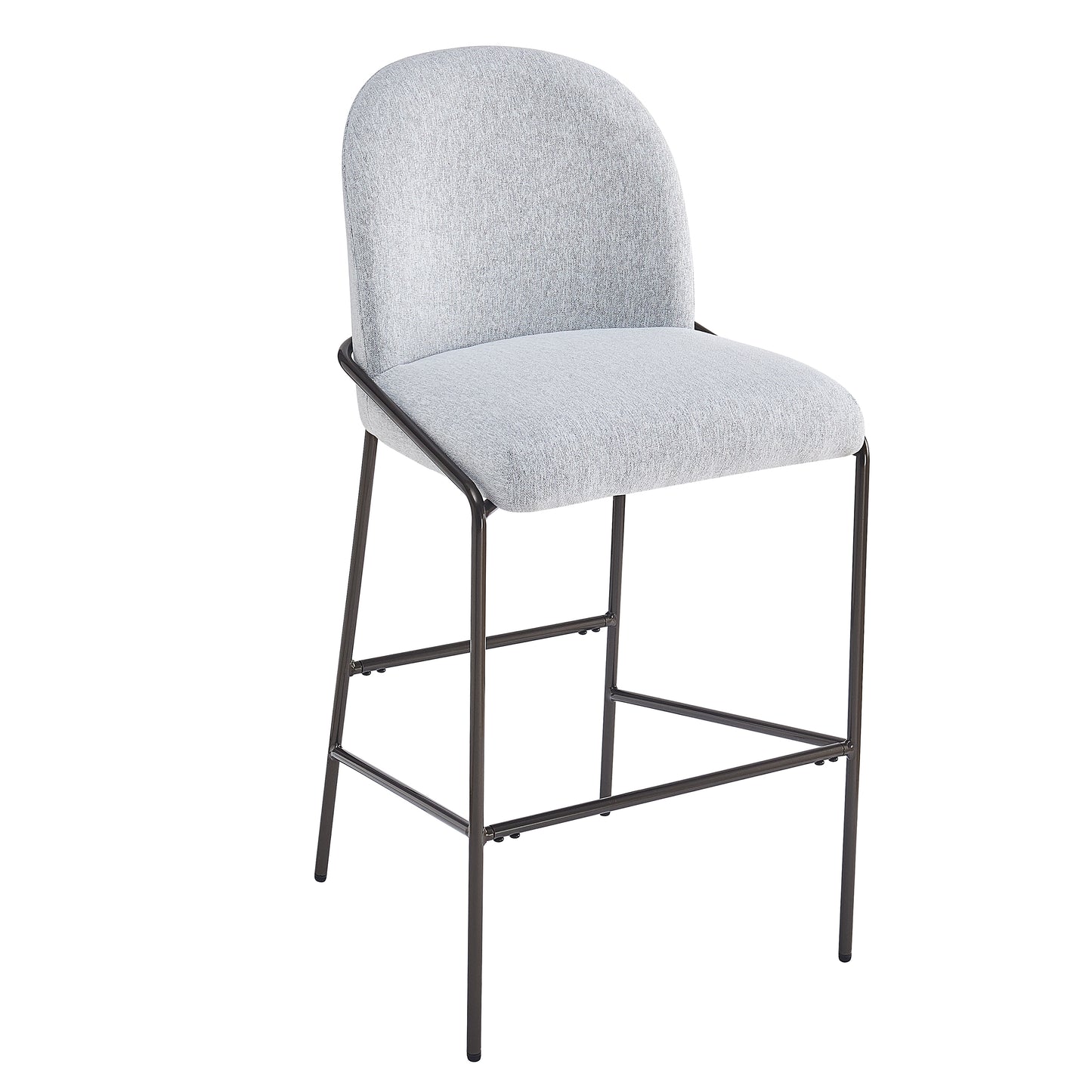 Galence Indoor Metal Upholstered Barstool, Antique Bronze Finish Frame, Set of 2