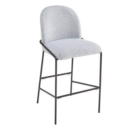 Galence Indoor Metal Upholstered Barstool, Antique Bronze Finish Frame, Set of 2