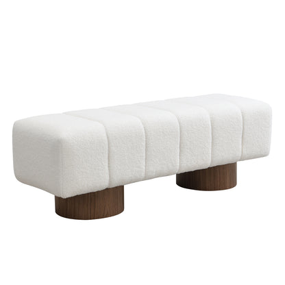 Sylithar Chenille Fabric Upholstered Dining Bench, End of Bed Entryway Bench Ottoman