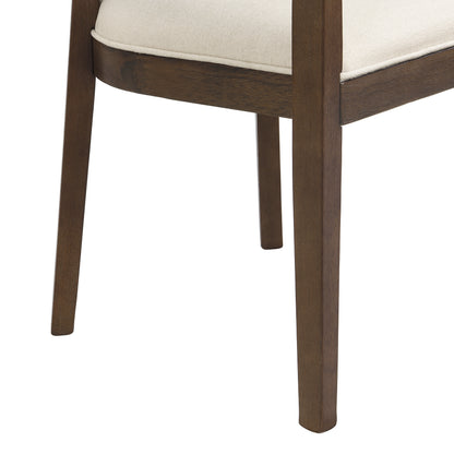 Bastian Dining Chairs with Rattan Backrest, Upholstered Seat, Set of 2