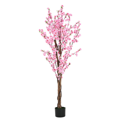 Brynden 6' Artificial Peach Blossom Tree with Black Plastic Pot